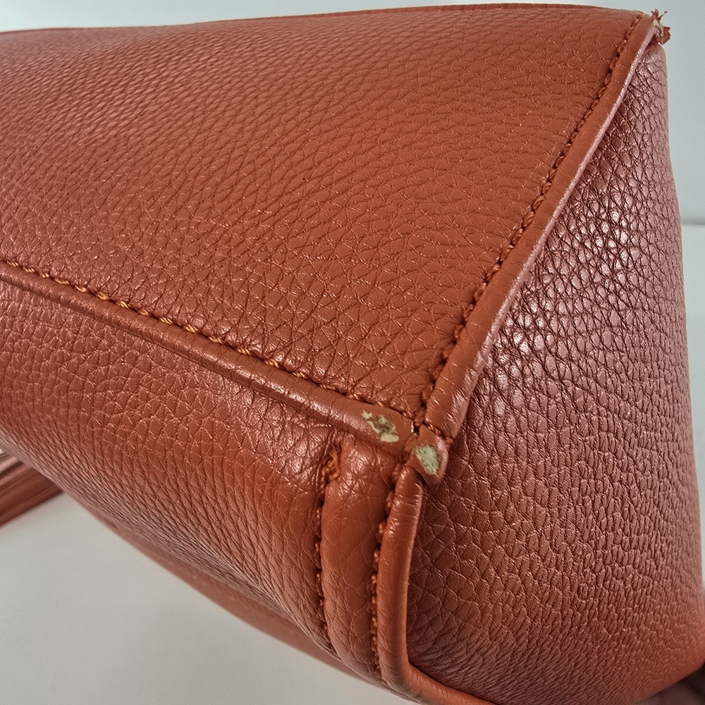 Tahari Orange Quilted Leather Hobo with Tassel - Picture 9 of 12